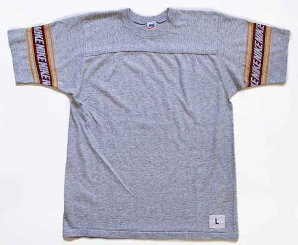 70s USA製 NIKEナイキ フットボールTシャツ 杢グレー L - Sixpacjoe