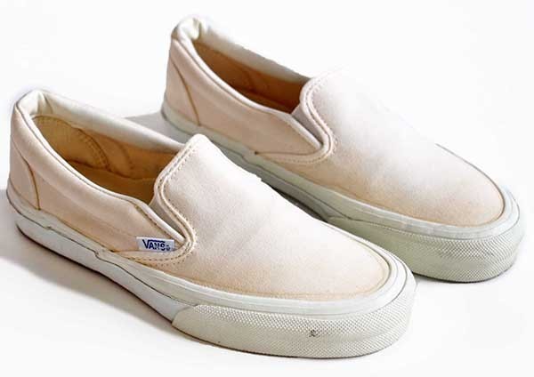 80s USA製 VANSバンズ スリッポン 生成り 6.5 