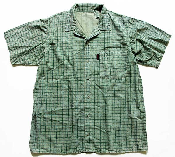 90s USA製 GRAMICCIグラミチ スター 総柄 格子柄 半袖 コットンシャツ