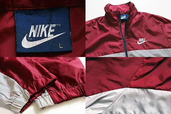 Vintage NIKE ナイキ ナイロンジャケット 切り替え グレー レッド