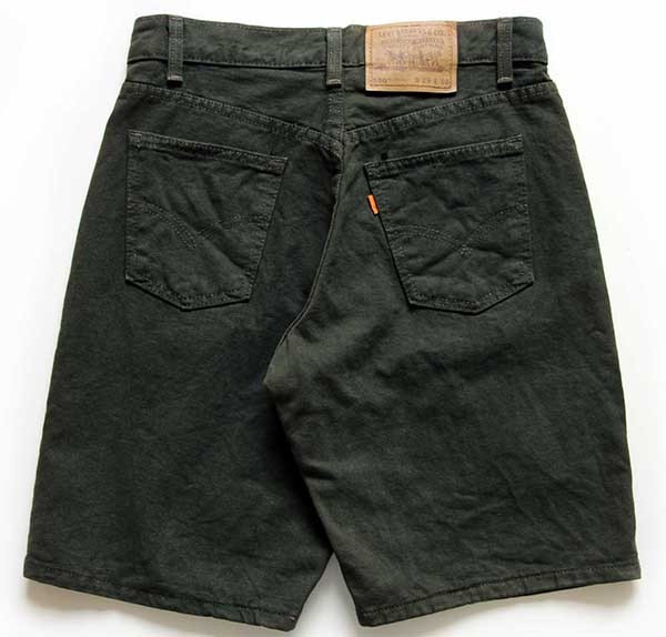 90s USA製 Levi'sリーバイス 550 カラーデニム ショートパンツ 後染め 深緑 w29★72 ショーツ