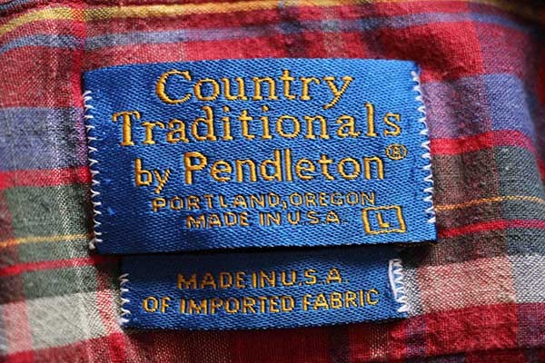 80s USA製 PENDLETONペンドルトン マドラスチェック ボタンダウン 半袖 