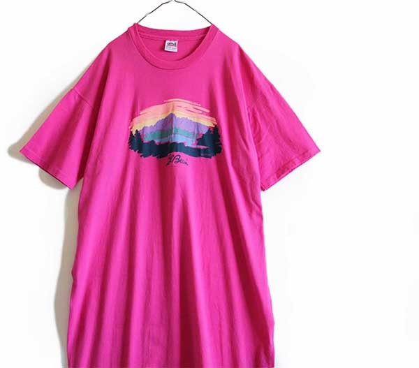 90s USA製 L.L.Bean コットンTシャツ ワンピース ピンク