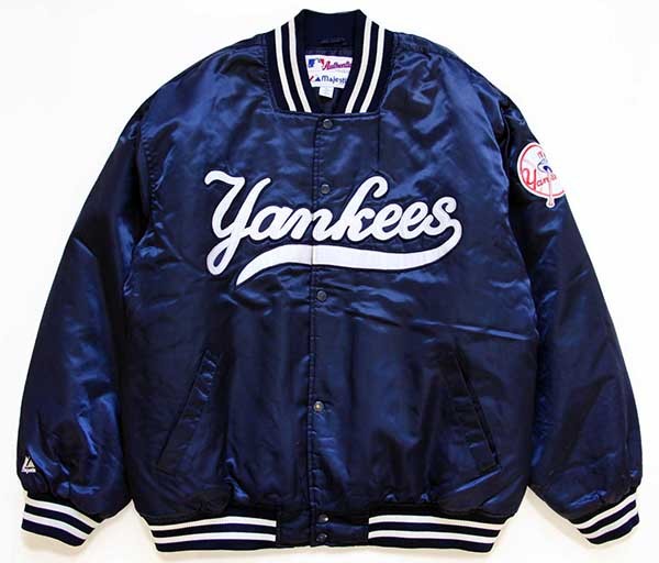 90s USA製 MLB Yankees ヤンキース スタジャン ネイビー-