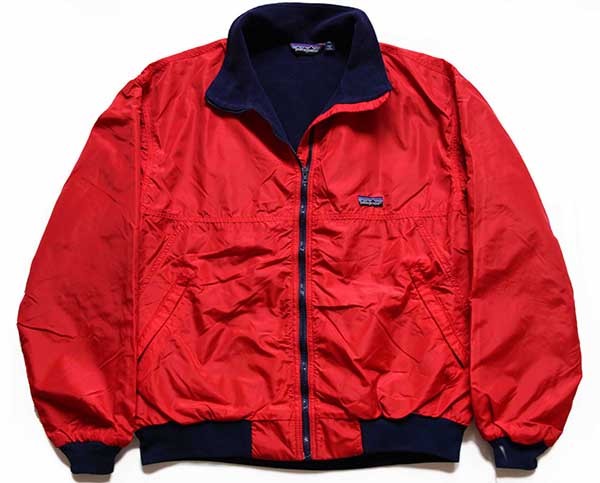 80s USA製 patagoniaパタゴニア フリースライナー ナイロンジャケット 赤×紺 XL★シェルドシンチラ