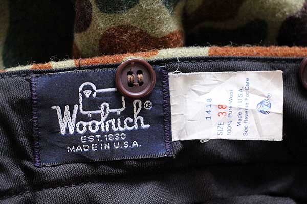 80s USA製 Woolrichウールリッチ ダックハンターカモ ウールパンツ w38