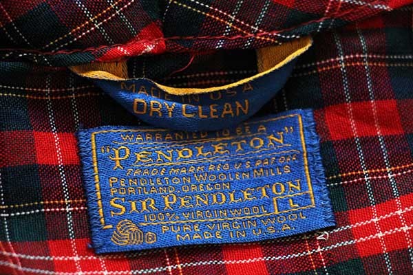 50s PENDLETONペンドルトン チェック ショールカラー ウール