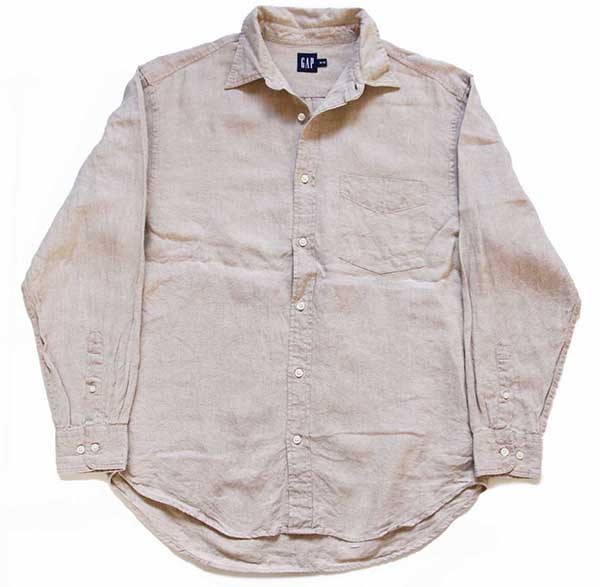 00s OLD GAP オールドギャップ リネンシャツ マチ付き サーモンピンク