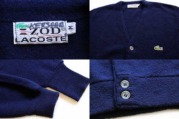 70年代 ラコステ LACOSTE IZOD アクリルニットカーディガン USA製 メンズL ヴィンテージ /eaa304597