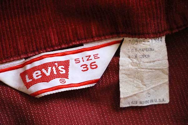 70s USA製 Levi'sリーバイス 70505 コーデュロイジャケット 赤