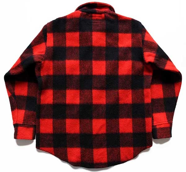 80s USA製 melton バッファローチェック ウール シャツジャケット 赤