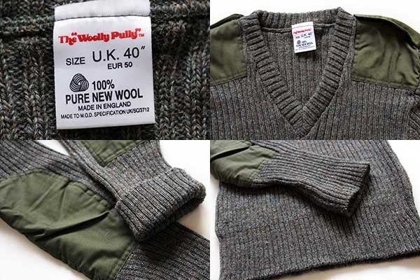 英国製 The Woolly Pully Vネック ウールニット コマンドセーター