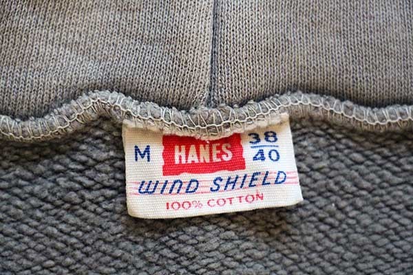 60s HANES WIND SHIELD 無地 コットン スウェットパーカー ボロ ...