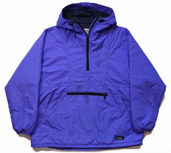 90s USA製 L.L.Bean Thinsulate 中綿入り ナイロン アノラックパーカー 青紫 L-L