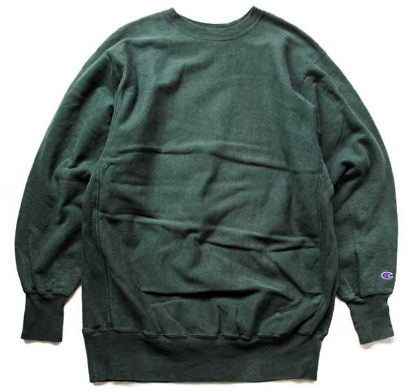 美品 90s XXL USA製 目無し グリーン チャンピオン リバースウィーブ