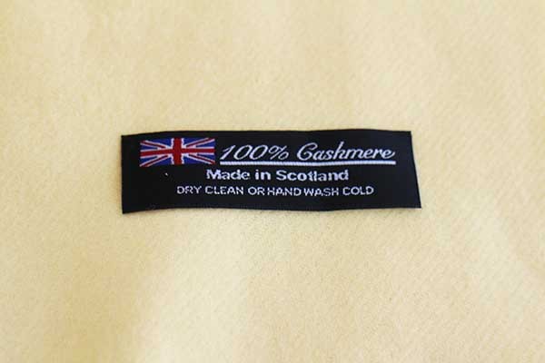 スコットランド製 無地 カシミヤ マフラー 薄黄 - Sixpacjoe Web