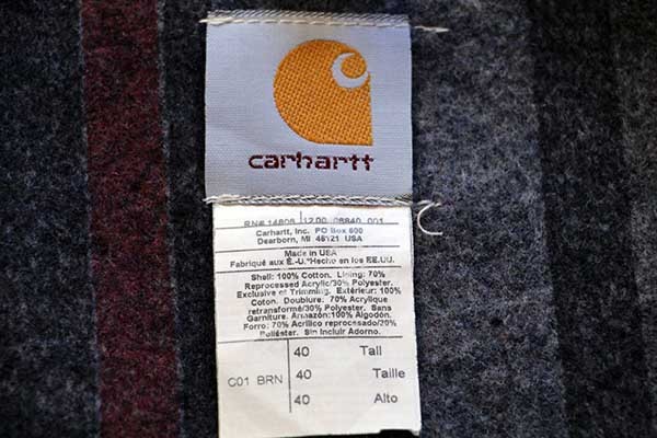 90s USA製 carharttカーハート ブランケットライナー ダック地