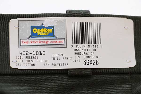 デッドストック☆00s OSHKOSH B'GOSH ワークパンツ オリーブ