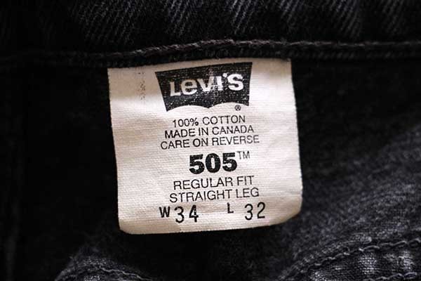 90s カナダ製 Levi'sリーバイス 505 ブラック デニムパンツ w34 L32 