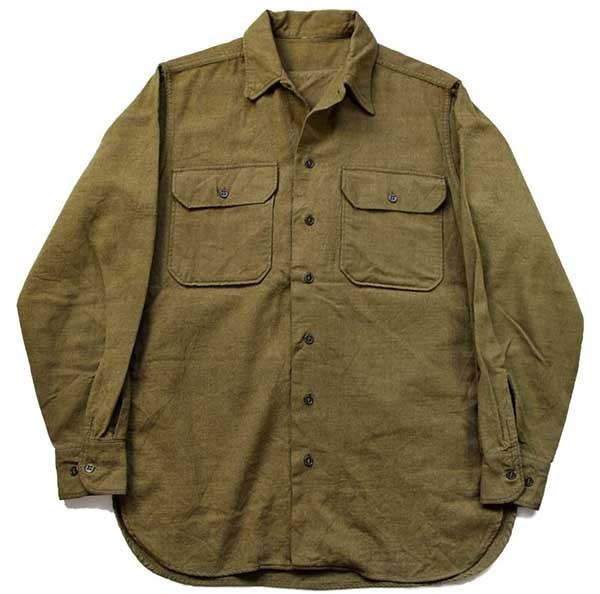 お歳暮 のし 40s 米軍 U.S.ARMY マチ付き ウールシャツ オリーブドラブ☆B トップス