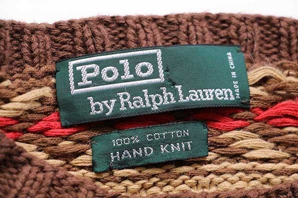 90s POLO ポロ ラルフローレン ノルディック ハンドニット セーター M