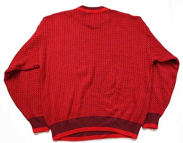 90s USA製 Winona Knits バーズアイ コットンニット セーター 赤 2XL