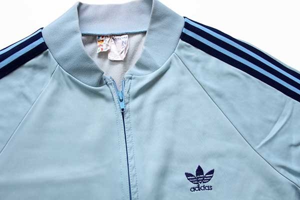 70s フランス製 adidasアディダス VENTEX ATP トラックジャケット 水色×紺 M★ジャージ