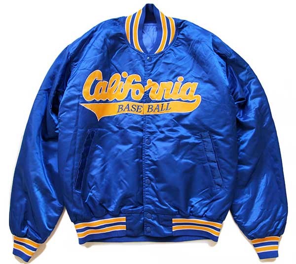 90s USA製 California BASEBALL キルティングライナー ナイロンスタジャン 青 L