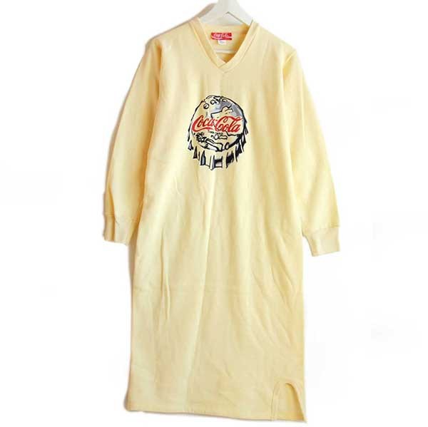 デッドストック 80s Usa製 Coca Colaコカコーラ ロゴ Vネック スウェット ワンピース 薄黄 S Sixpacjoe Web Shop デッドストック 80s Usa製 Coca Colaコカコーラ ロゴ Vネック スウェット ワンピース 薄黄 S Sixpacjoe Web Shop