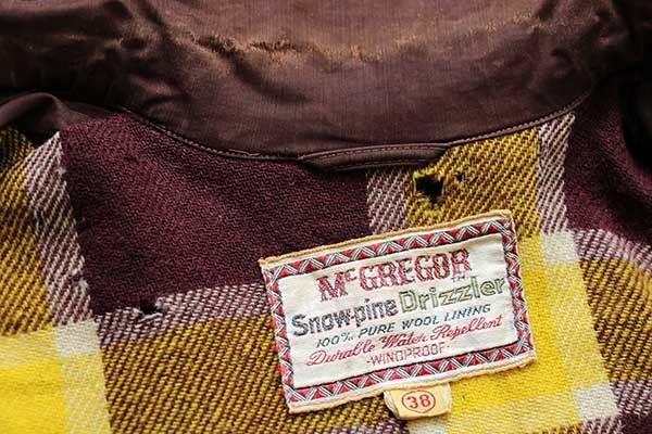 50s McGREGORマクレガー Snow-pine Drizzler ウールライナー