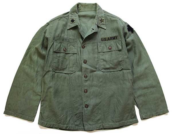 50s 米軍 U.S.ARMY パッチ付き コットンサテン ユーティリティシャツ