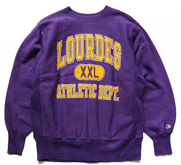 90s USA製 Championチャンピオン LOURDES ATHLETIC DEPT. 三段中抜き