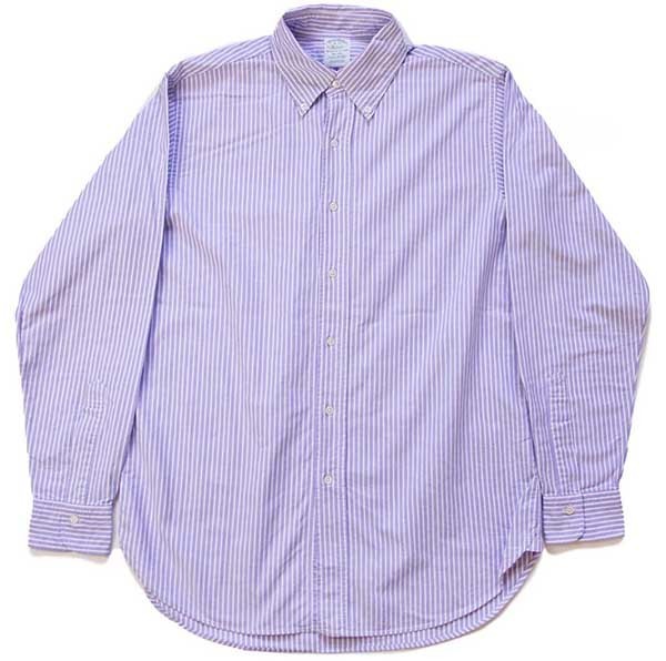 USA製 Brooks Brothersブルックスブラザーズ MILANO ストライプ ボタンダウン オックスフォード コットンシャツ 薄紫×白 16 - Sixpacjoe Web Shop
