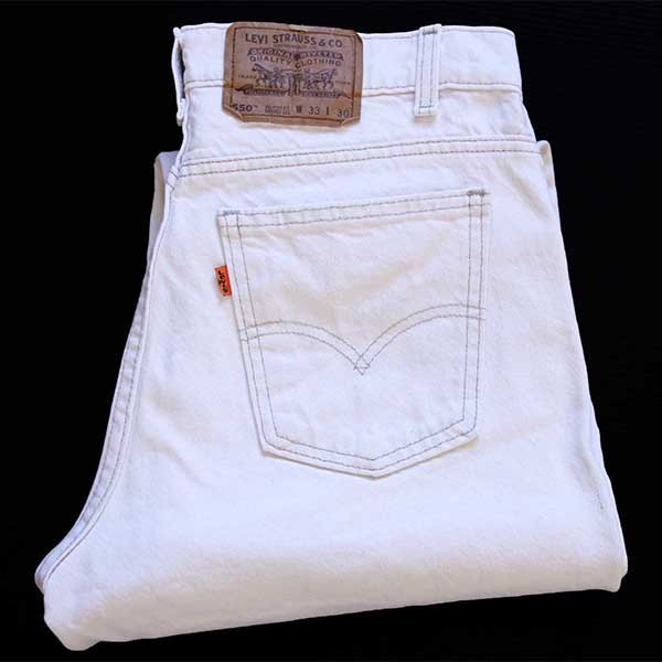 90s USA製 Levi'sリーバイス 550 カラーデニムパンツ 生成り w33 L30