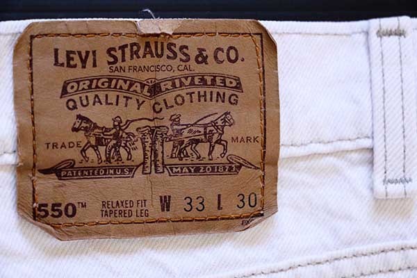 90s USA製 Levi'sリーバイス 550 カラーデニムパンツ 生成り w33 L30
