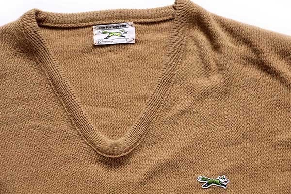70年代 ジェイシーペニー J.C.Penney THE FOX Sweater Vネック ニットセーター USA製 レディースL ヴィンテージ /eaa340995