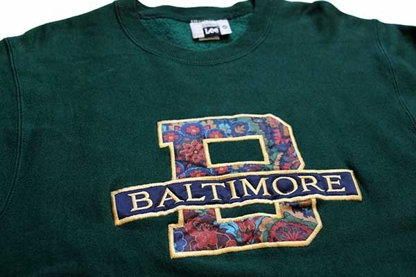 90s USA製 Leeリー BALTIMORE 花柄 アップリケ リバースウィーブ 