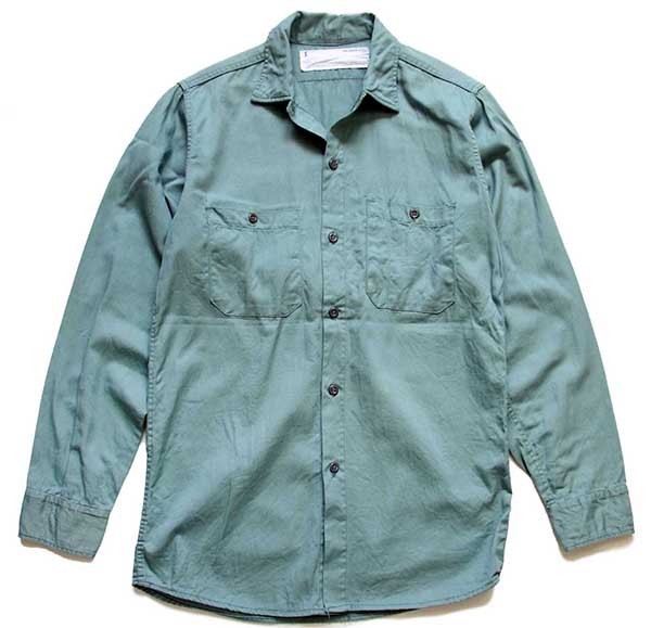 60s CoverAll コットンツイル ワークシャツ 薄緑 S