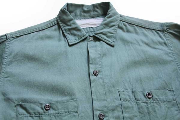 60s CoverAll コットンツイル ワークシャツ 薄緑 S - Sixpacjoe Web Shop