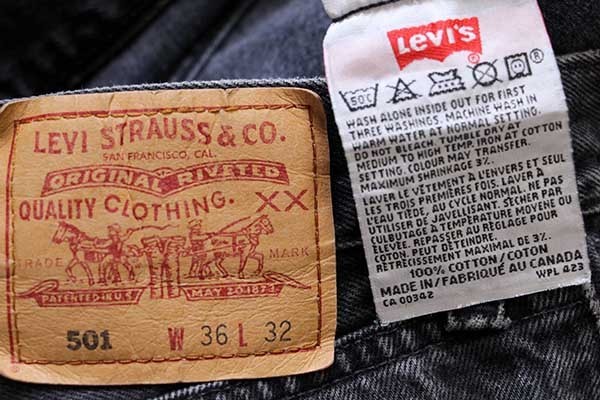 90s カナダ製 Levi'sリーバイス 501 ブラック デニムパンツ w36 L32 