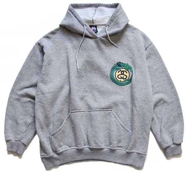 90s USA製 STUSSYステューシー ドラゴン 両面プリント スウェット 