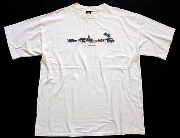 90s USA製 CALIFORNIA ウッディワゴン コットンTシャツ 生成り XXL