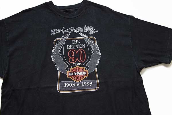 90s HARLEY-DAVIDSON ハーレー ダビッドソン 90YEARS 両面プリント