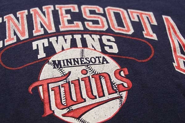 80年代 チャンピオン Champion トリコタグ MLB MINNESOTA TWINS ミネソタツインズ スポーツプリントTシャツ USA製 メンズM ヴィンテージ /eaa331566