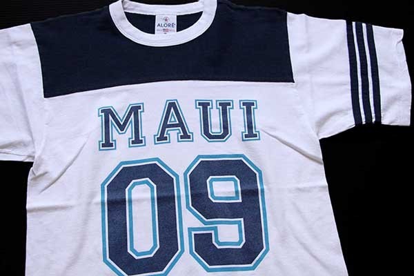 90s USA製 MAUI 09 ナンバリング ツートン コットン フットボールT 