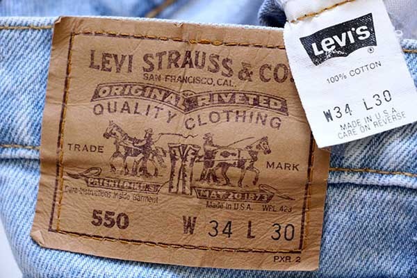 90s USA製 Levi'sリーバイス 550 デニムパンツ アイスブルー w34 L30 