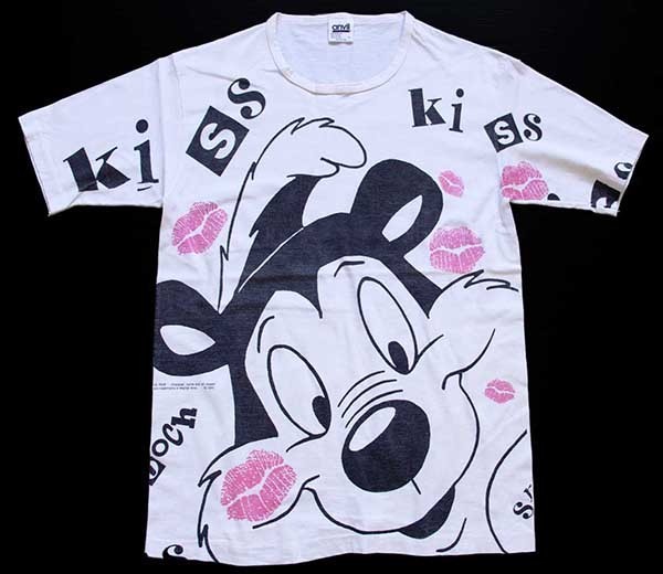 us　tシャツ　染み込みプリント　黒　90s   buc-ees