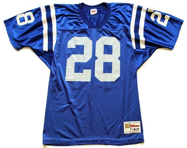 90s USA製 Wilson NFL COLTS FAULK 28 ナンバリング ナイロン メッシュ ...