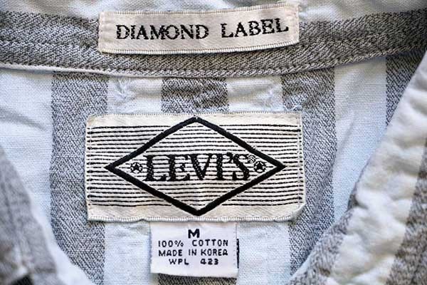 80s LEVI'Sリーバイス DIAMOND LABEL ストライプ コットンシャツ M - Sixpacjoe Web Shop
