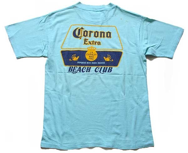 90s USA製 Corona Extra BEACH CLUB ロゴ 発泡プリント コットンT 